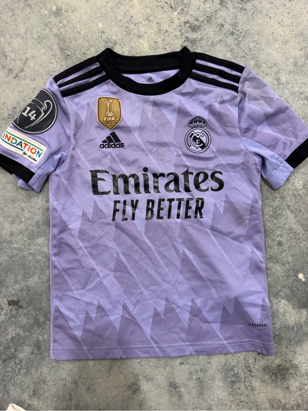 adidas Kids Lavender and Black Real Madrid Jersey - Emirates